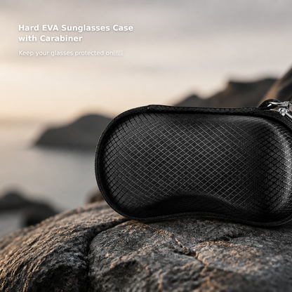 Hard EVA Sunglasses Case – Shockproof Sports Eyewear Holder with Metal Carabiner, Travel Zipper Protective Case