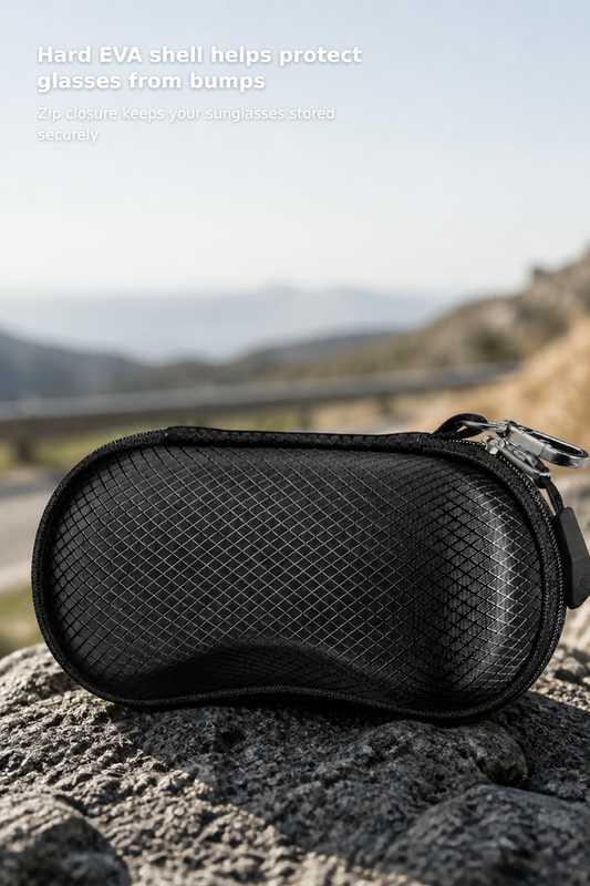 Hard EVA Sunglasses Case – Shockproof Sports Eyewear Holder with Metal Carabiner, Travel Zipper Protective Case